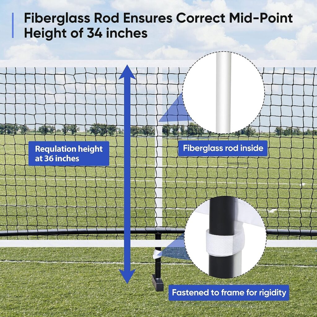F2C Portable 22FT Pickleball Net Set Regulation Size Soccer Tennis Net Game Set System with Metal Frame Stand and Carrying Bag, Outdoor Indoor Fun for Kids, Teens and Adults
