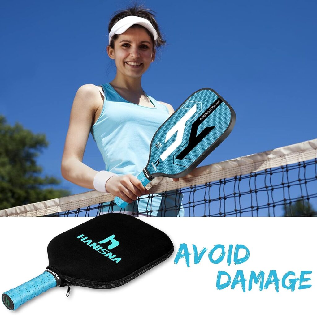 HANISNA Factor Pickleball Paddle, Carbon Fiber Pickleball Paddles with Enhance PP Honeycomb Core, Ultra Cushion Pickleball Rackets Grip, Lightweight, Grit Face, Gift Box  Paddle Cover