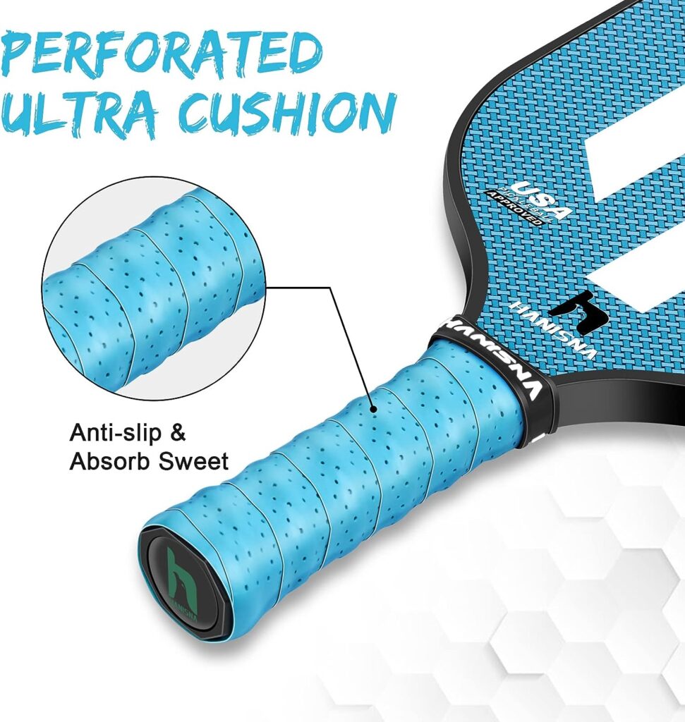 HANISNA Factor Pickleball Paddle, Carbon Fiber Pickleball Paddles with Enhance PP Honeycomb Core, Ultra Cushion Pickleball Rackets Grip, Lightweight, Grit Face, Gift Box  Paddle Cover