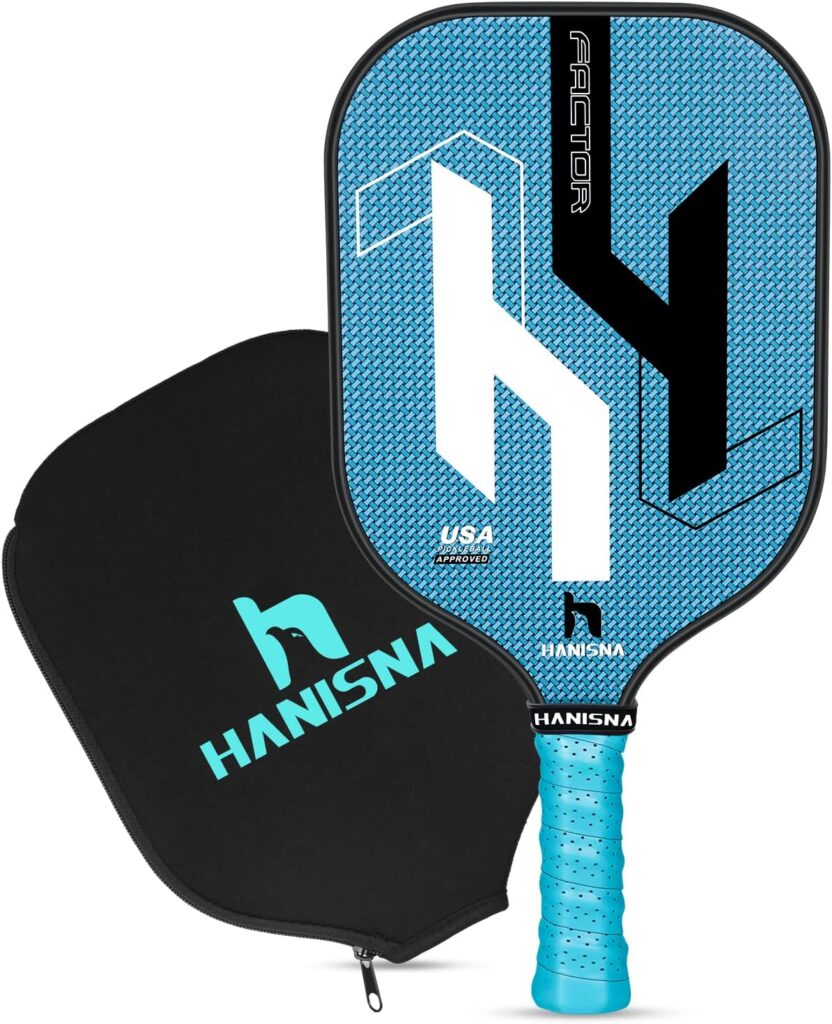 HANISNA Factor Pickleball Paddle, Carbon Fiber Pickleball Paddles with Enhance PP Honeycomb Core, Ultra Cushion Pickleball Rackets Grip, Lightweight, Grit Face, Gift Box  Paddle Cover