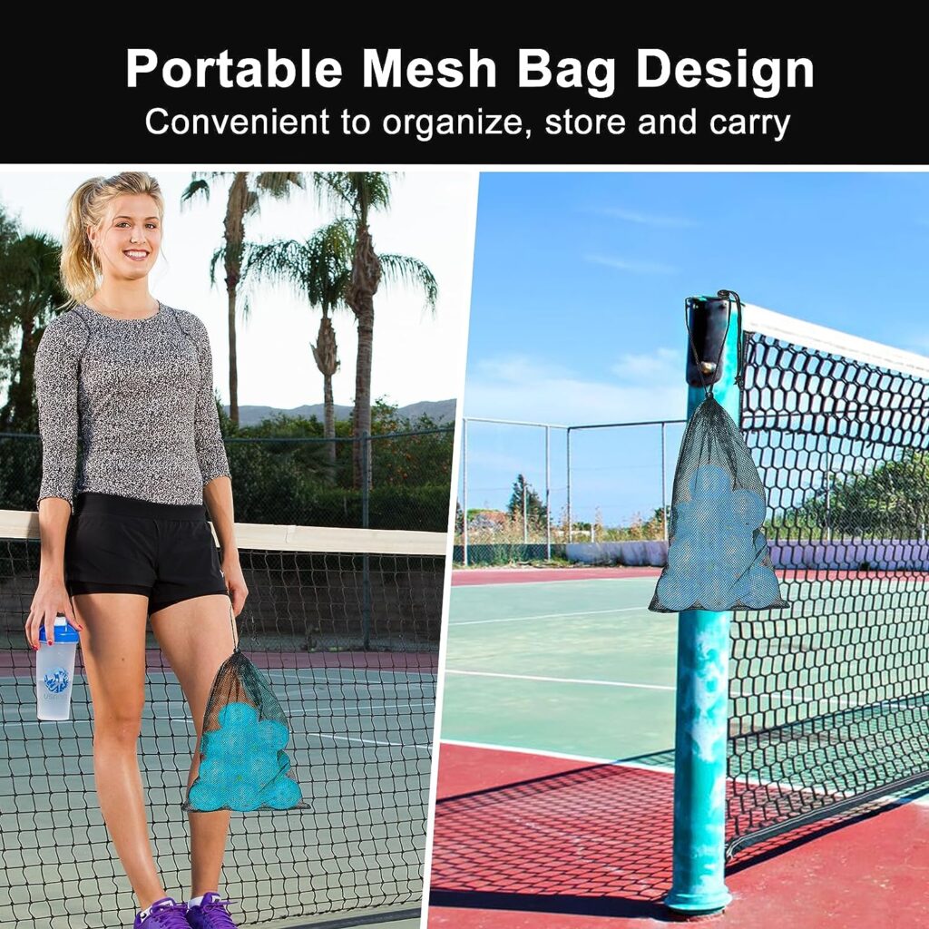 kisportee Outdoor Pickleball Balls, 6/12 Pack 40 Holes Pickleball Ball for Sport Outdoor Play, Pickle Ball Balls with Bag for Games  Practice, High Bounce, Visibility, Durable