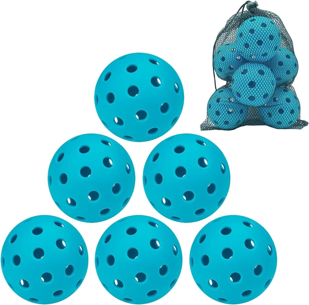 kisportee Outdoor Pickleball Balls, 6/12 Pack 40 Holes Pickleball Ball for Sport Outdoor Play, Pickle Ball Balls with Bag for Games  Practice, High Bounce, Visibility, Durable