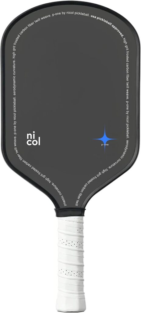 P-One by Nicol Pickleball Paddle - T700 Premium Japanese Carbon Fiber - USAPA Approved Pickleball Racket, Elongated Handle  Paddle Face, Upgraded Non-Slip Grip