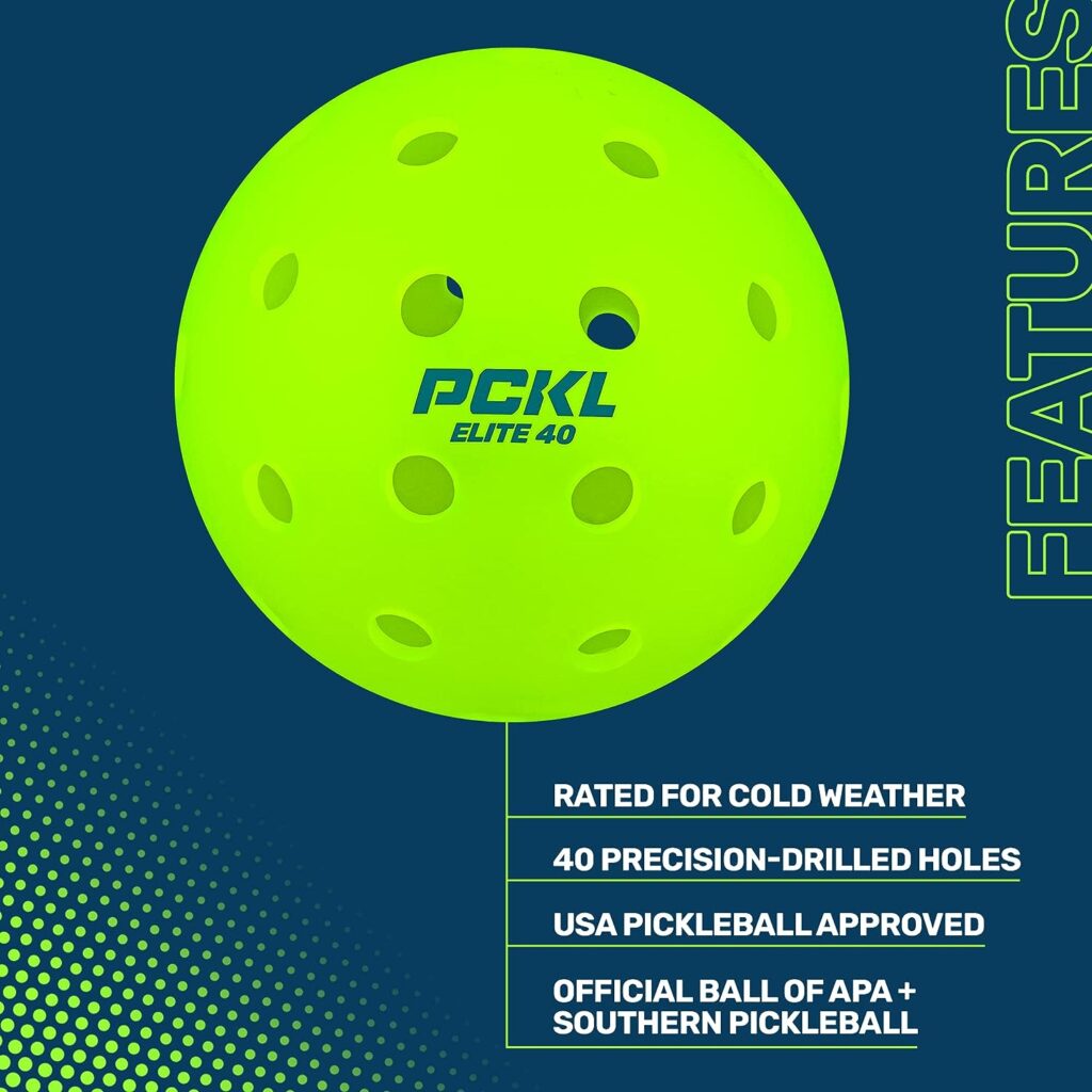 PCKL Elite 40 Pickleball Balls | Tournament and Competition Ball | 4 Pack of Balls | USA Pickleball Approved