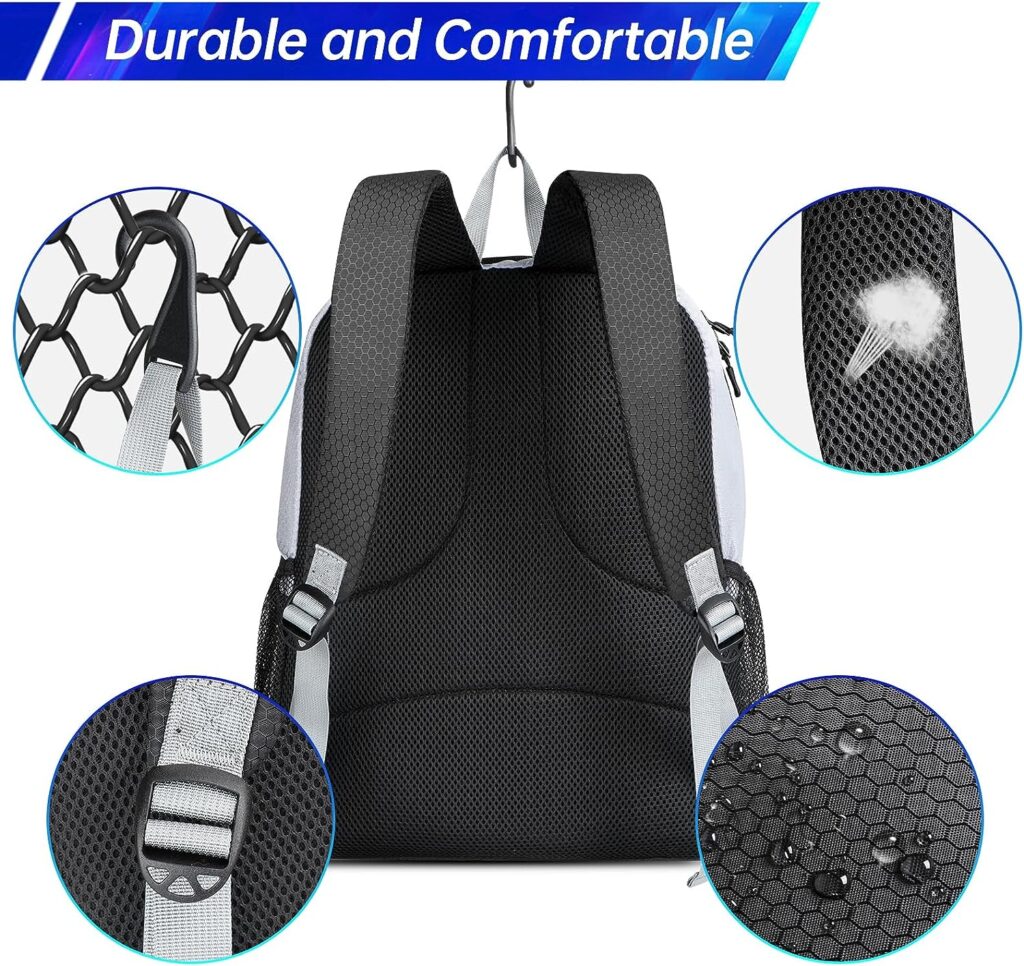 YOREPEK Pickleball Bag Backpack with Shoe Compartment, Fence Hook for Men Women, Large Capacity Pickleball Paddle Bags Hold Paddles, Pickleballs, Clothes Shoes and Pickleball Accessories (Bag Only)