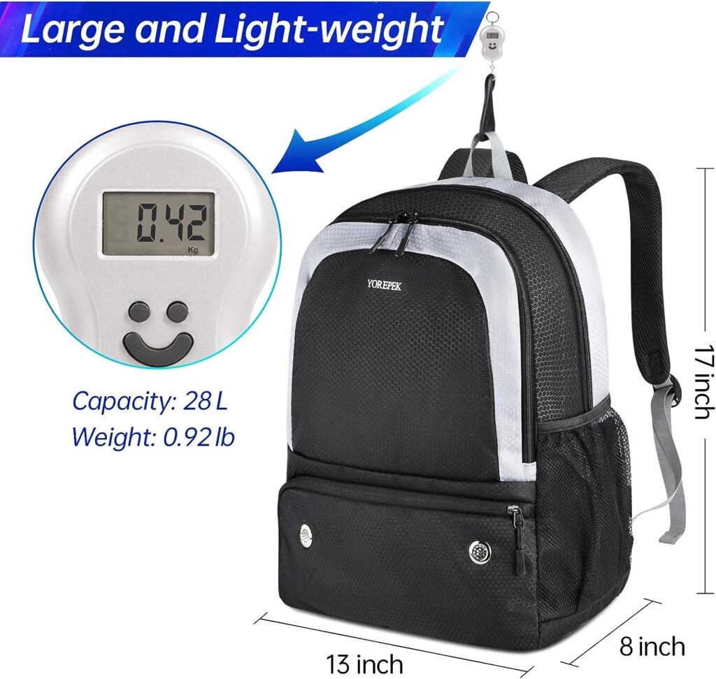 YOREPEK Pickleball Bag Backpack with Shoe Compartment, Fence Hook for Men Women, Large Capacity Pickleball Paddle Bags Hold Paddles, Pickleballs, Clothes Shoes and Pickleball Accessories (Bag Only)