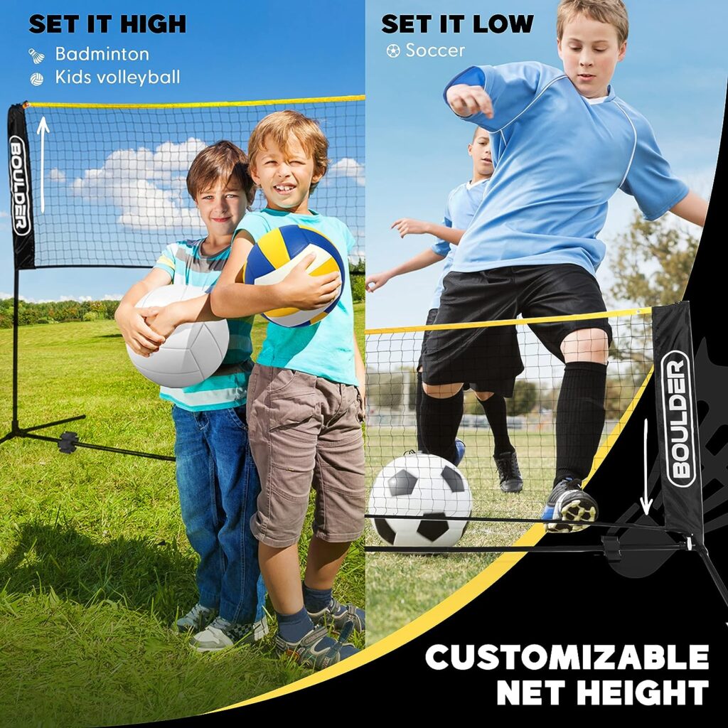 Boulder Badminton Pickleball Net - Adjustable Portable Net for Junior Tennis, Kids Volleyball Soccer, and Backyard Games - Easy Setup Nylon Sports Net with Poles 10 ft/14ft/17ft/22ft Wide Boulder Badminton Pickleball Net - Adjustable Portable Net for Junior Tennis, Kids Volleyball Soccer, and Backyard Games - Easy Setup Nylon Sports Net with Poles 10 ft/14ft/17ft/22ft Wide