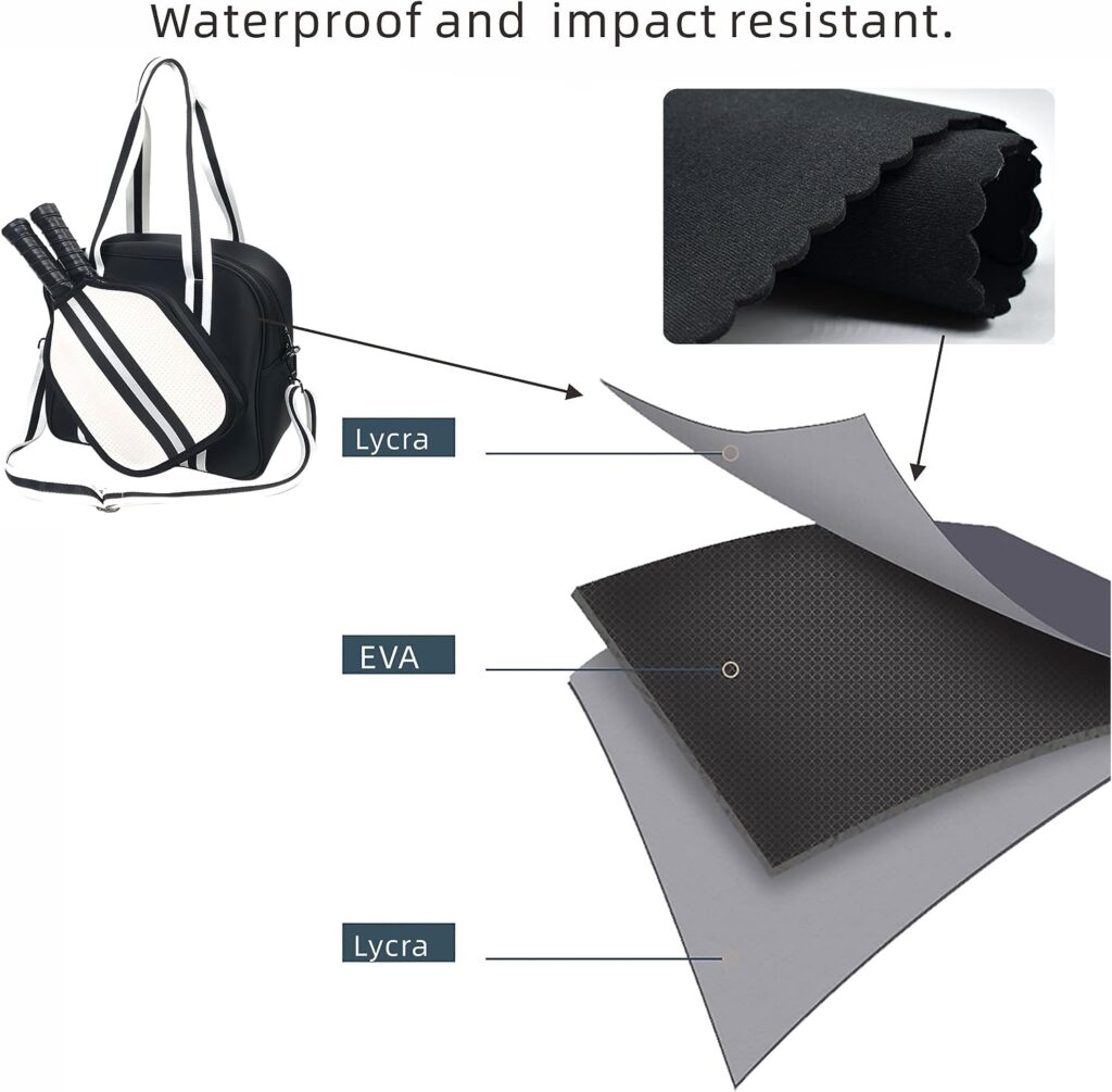 EINENG Pickleball Bag, Pickleball Paddle Shoulder Bag, Large Pickleball Tote Bag with Zipper  Shoulder Strap for Pickleball Racquet, Sport Tote for Women Men