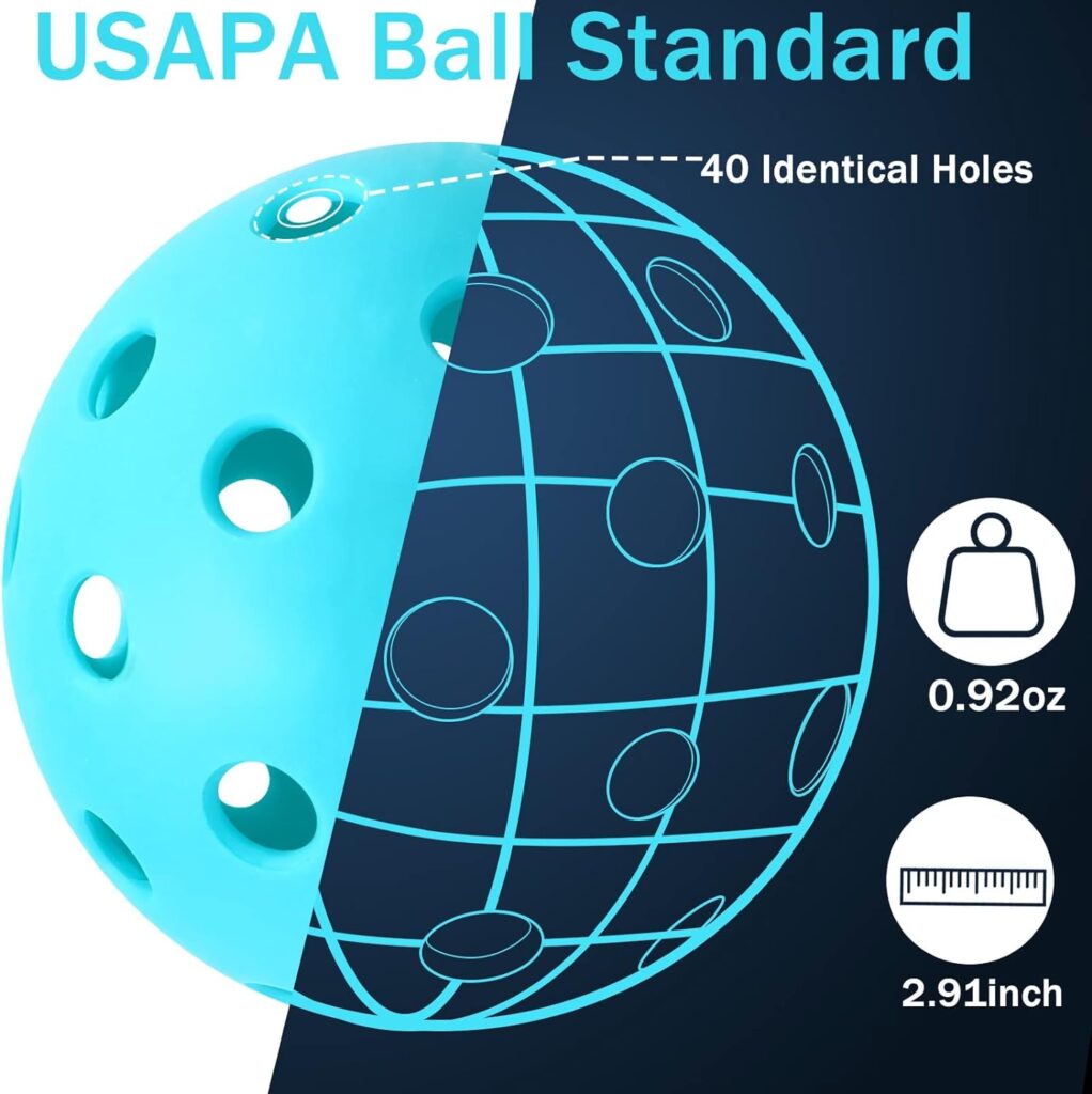 FEBSNOW Pickleball Balls, 40 Holes Outdoor Pickleball Balls for USAPA Regulations, Elasticity and Durable Pickleballs for Beginners and Professional