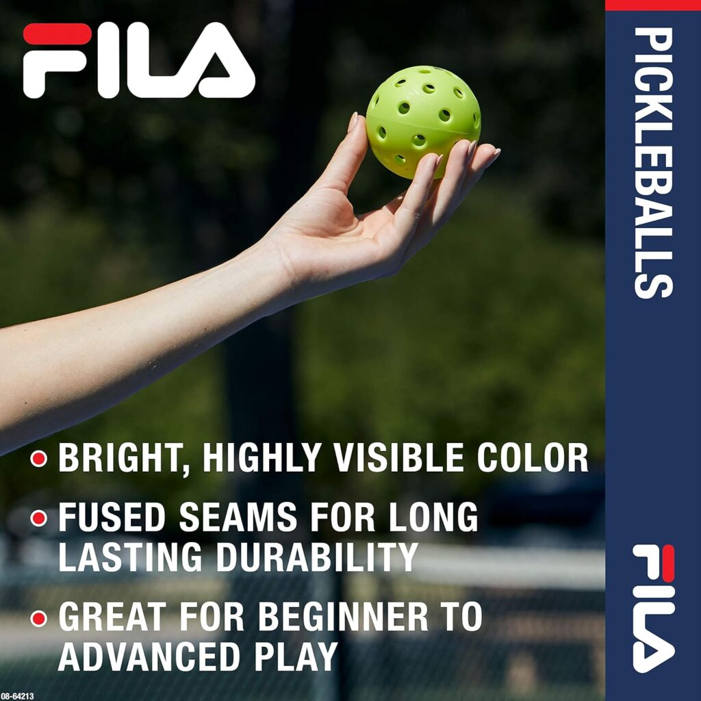 FILA Accessories Indoor Pickleball Balls - Official Indoor Pickleballs, Regulation Size with 26 Holes