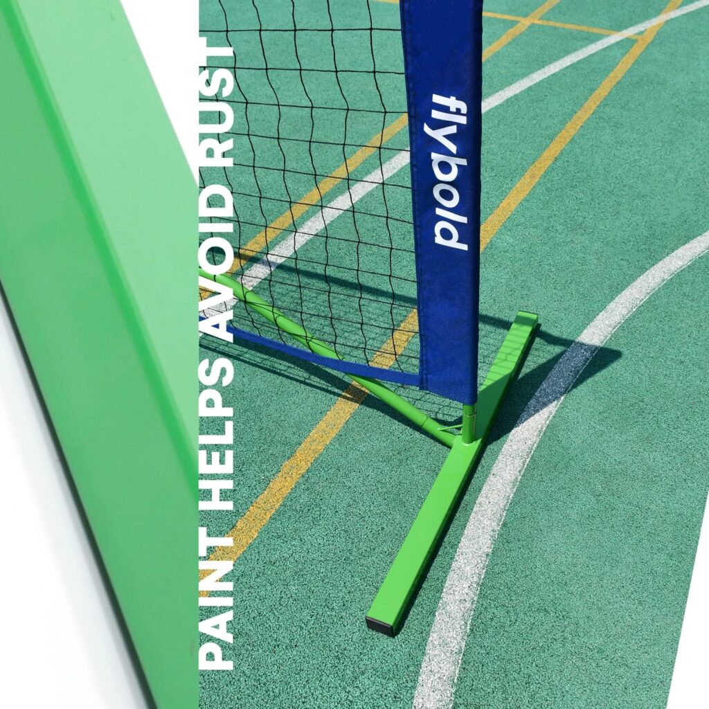 flybold Pickleball Net |Portable Set with/without 4 Paddles| Net Regulation Size Equipment Lightweight Sturdy Interlocking Metal Posts with Carrying Bag for Indoor Outdoor Game| Full Court Size - 22ft
