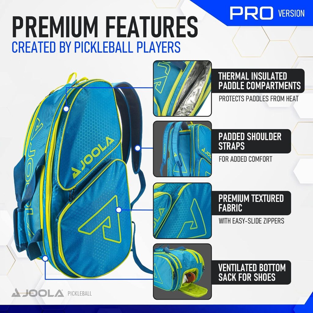 JOOLA Tour Elite Pro Pickleball Bag – Backpack Duffle Bag for Paddles Pickleball Accessories – Thermal Insulated Pockets Hold 4+ Paddles - Includes Fence Hook JOOLA Tour Elite Pro Pickleball Bag – Backpack Duffle Bag for Paddles Pickleball Accessories – Thermal Insulated Pockets Hold 4+ Paddles - Includes Fence Hook