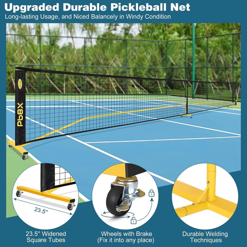 Portable Pickleball Net with Wheels Easy Set Up Court Lines, Pickleball Net Outdoor Regular Size Set Driveway 22ft Pickle Ball Nets with Durable Metal Frame PE Knited Net for Home Backyard by Choiana Portable Pickleball Net with Wheels Easy Set Up Court Lines, Pickleball Net Outdoor Regular Size Set Driveway 22ft Pickle Ball Nets with Durable Metal Frame PE Knited Net for Home Backyard by Choiana
