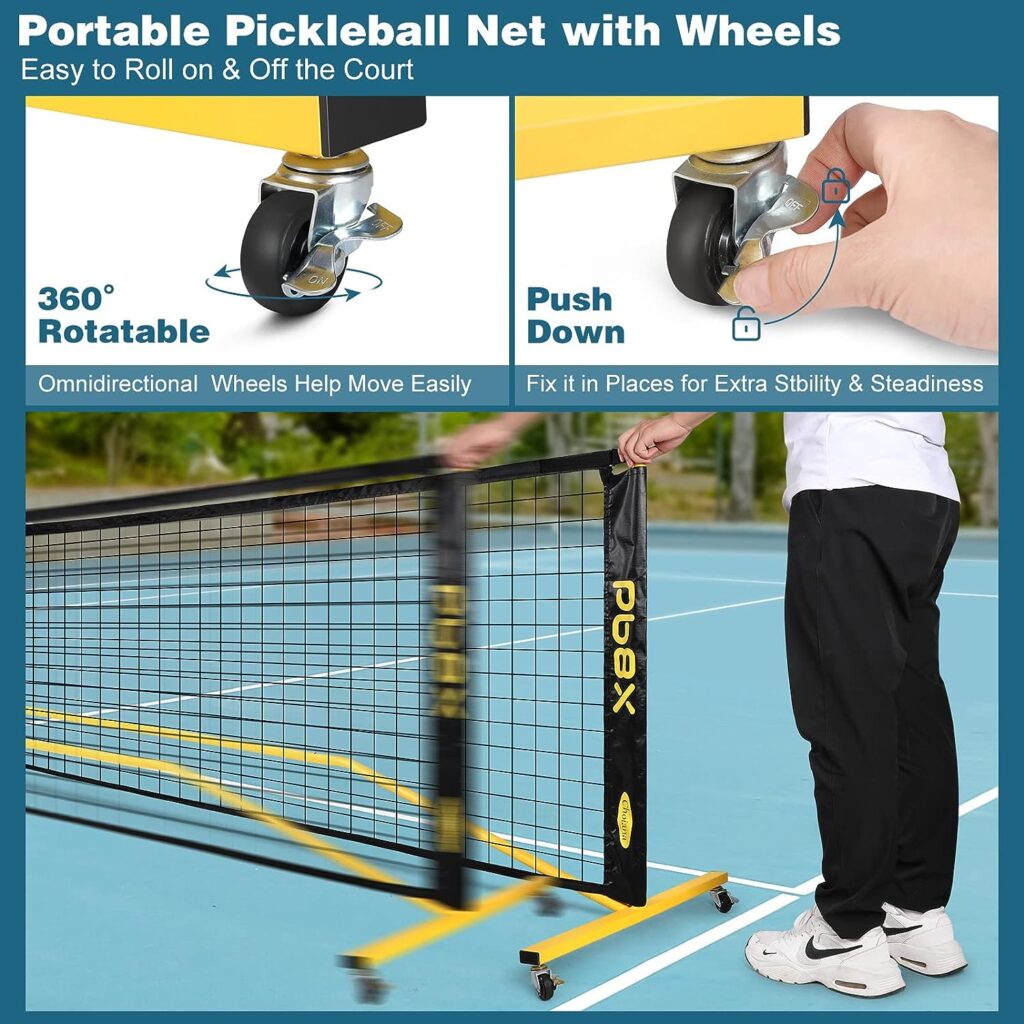 Portable Pickleball Net with Wheels Easy Set Up Court Lines, Pickleball Net Outdoor Regular Size Set Driveway 22ft Pickle Ball Nets with Durable Metal Frame PE Knited Net for Home Backyard by Choiana Portable Pickleball Net with Wheels Easy Set Up Court Lines, Pickleball Net Outdoor Regular Size Set Driveway 22ft Pickle Ball Nets with Durable Metal Frame PE Knited Net for Home Backyard by Choiana
