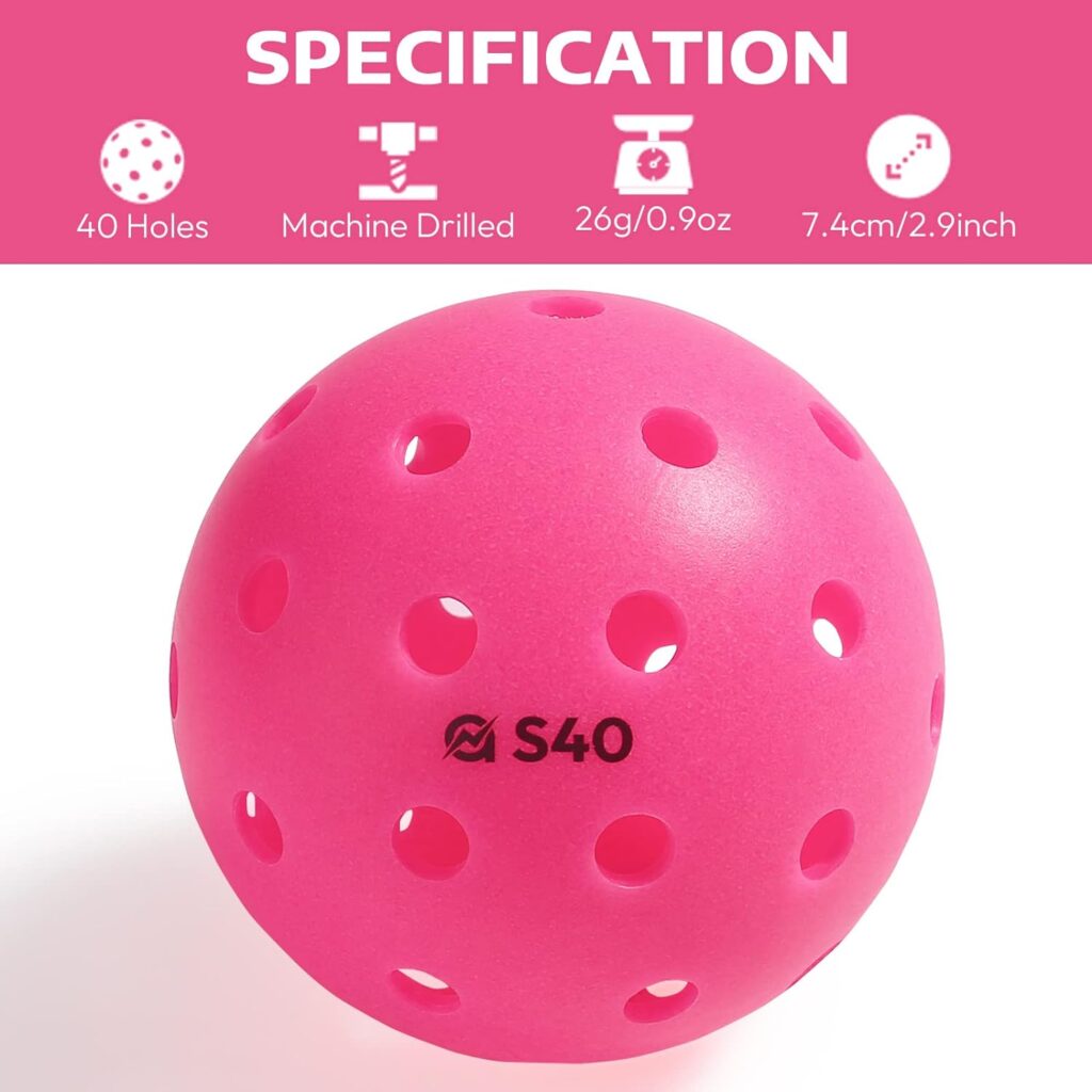 A11N S40 Outdoor Pickleball Balls- USA Pickleball Approved for Tournament Play, 3/6/12/50-Pack, Neon Green/Fuchsia/Tangerine