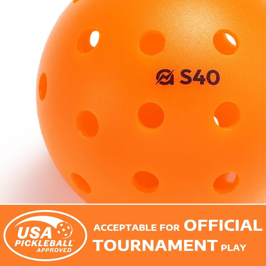 A11N S40 Outdoor Pickleball Balls- USA Pickleball Approved for Tournament Play, 3/6/12/50-Pack, Neon Green/Fuchsia/Tangerine
