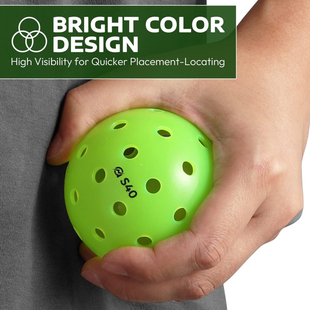 A11N S40 Outdoor Pickleball Balls- USA Pickleball Approved for Tournament Play, 3/6/12/50-Pack, Neon Green/Fuchsia/Tangerine