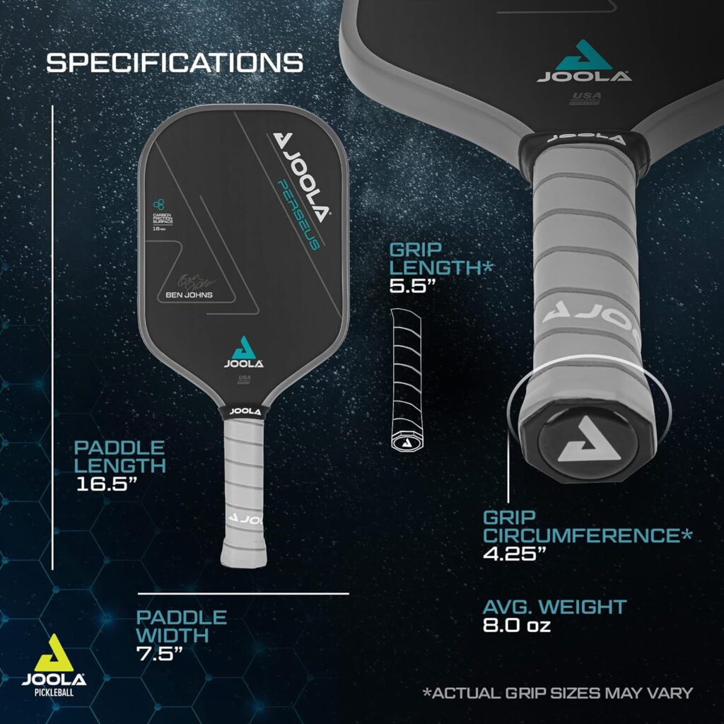 JOOLA Ben Johns Perseus Pickleball Paddle with Charged Surface Technology for Increased Power  Feel - Fully Encased Carbon Fiber Pickleball Paddle w/Larger Sweet Spot - USAPA Approved.