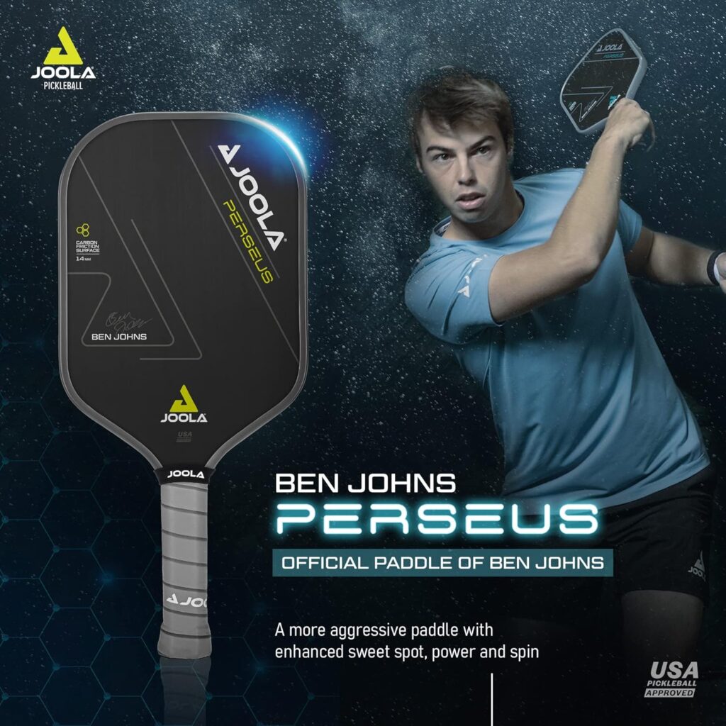 JOOLA Ben Johns Perseus Pickleball Paddle with Charged Surface Technology for Increased Power  Feel - Fully Encased Carbon Fiber Pickleball Paddle w/Larger Sweet Spot - USAPA Approved.