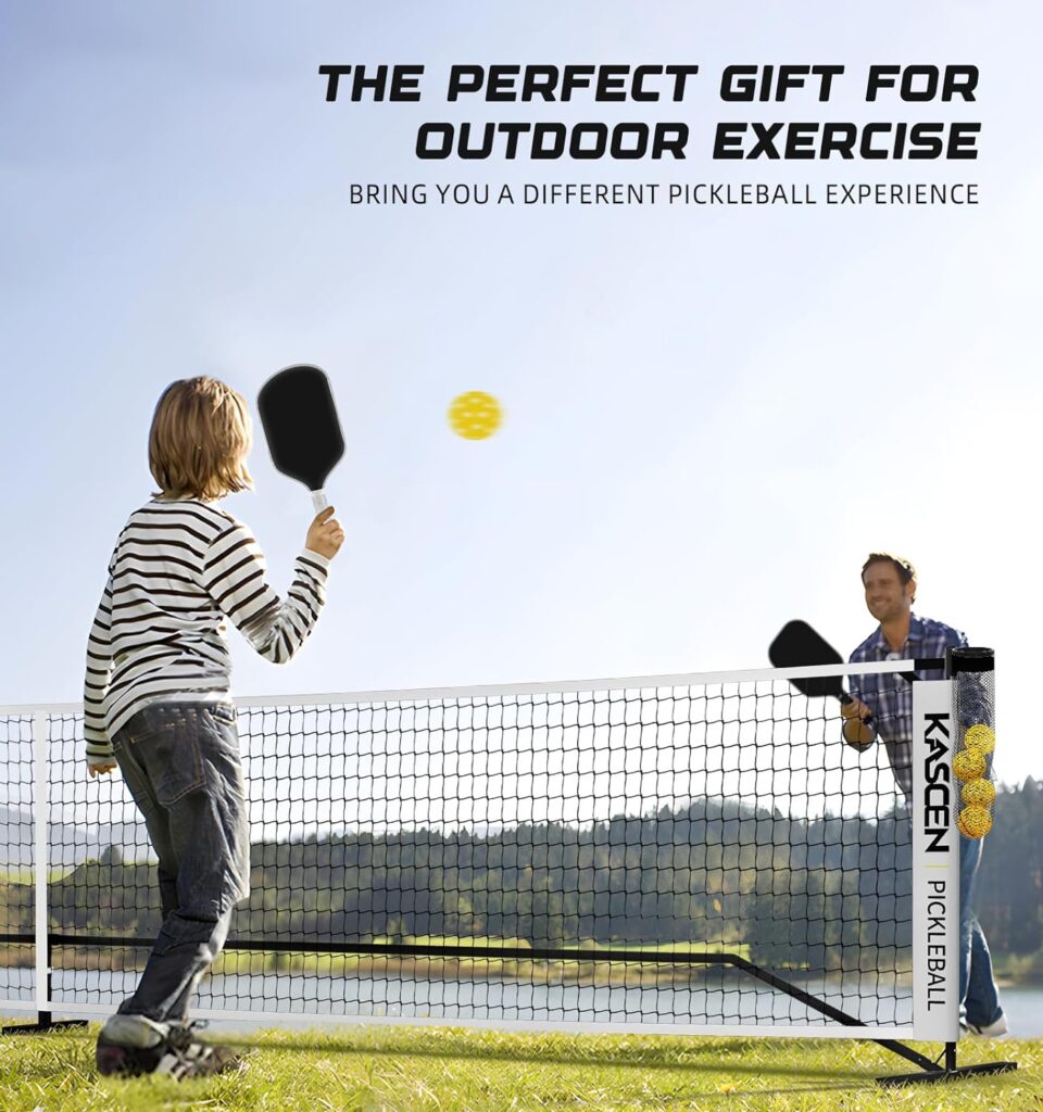 Pickleball Net - Pickleball Nets Portable Outdoor Regulation Size, Pickleball Set for Driveway 22FT USAPA Official Nets System, Strong PE Practice Net Set with Metal Frame for Backyard Court White