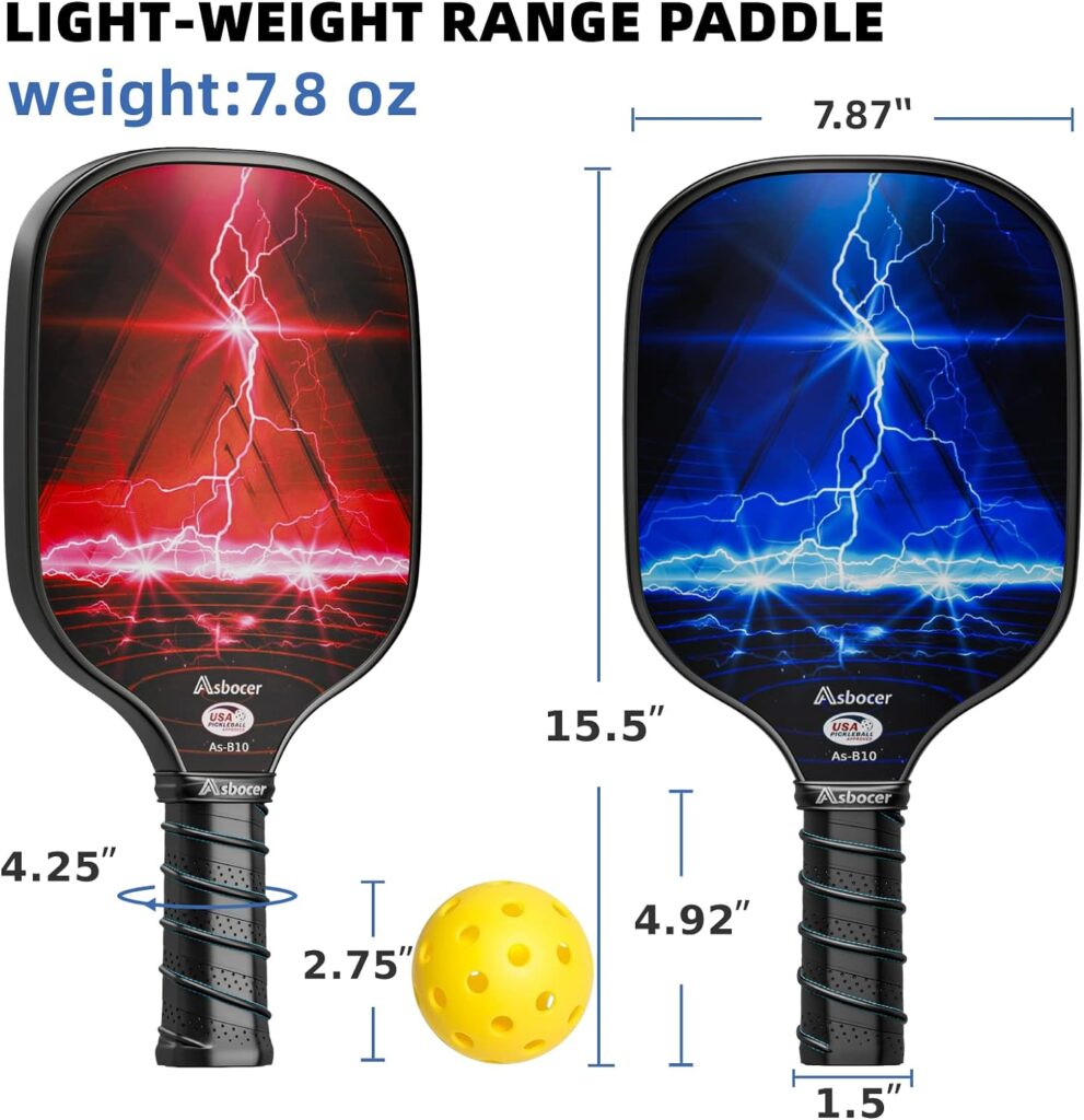 Asbocer Pickleball Paddles, USAPA Approved Pickleball Paddles Set of 2, Fiberglass Surface Pickleball Set, 4 Pickleball Balls, 2 Cooling Towels, Pickleball Bag, Pickleball Paddle Gifts for Men Women
