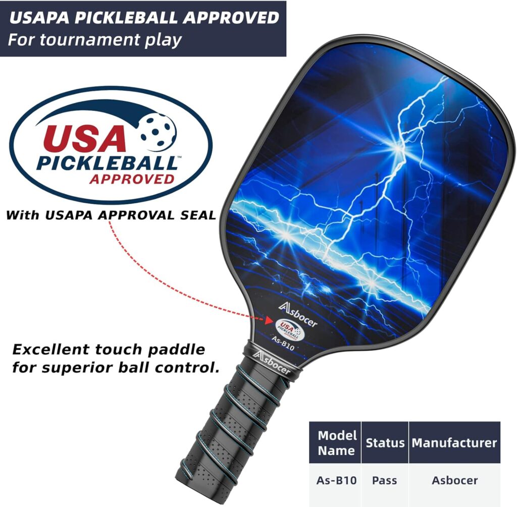 Asbocer Pickleball Paddles, USAPA Approved Pickleball Paddles Set of 2, Fiberglass Surface Pickleball Set, 4 Pickleball Balls, 2 Cooling Towels, Pickleball Bag, Pickleball Paddle Gifts for Men Women
