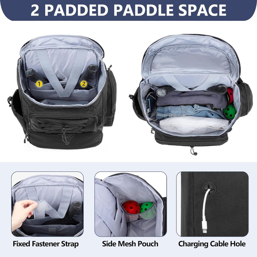 GOBUROS Pickleball Paddle Bag Backpack for 4 Rackets with Fence Hook, Pickleball Equipment Bag with Shoe Compartment for Men Women, Bag Only GOBUROS Pickleball Paddle Bag Backpack for 4 Rackets with Fence Hook, Pickleball Equipment Bag with Shoe Compartment for Men Women, Bag Only