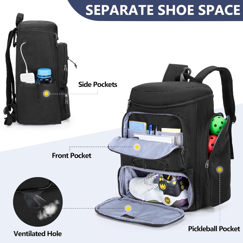 GOBUROS Pickleball Paddle Bag Backpack for 4 Rackets with Fence Hook, Pickleball Equipment Bag with Shoe Compartment for Men Women, Bag Only GOBUROS Pickleball Paddle Bag Backpack for 4 Rackets with Fence Hook, Pickleball Equipment Bag with Shoe Compartment for Men Women, Bag Only