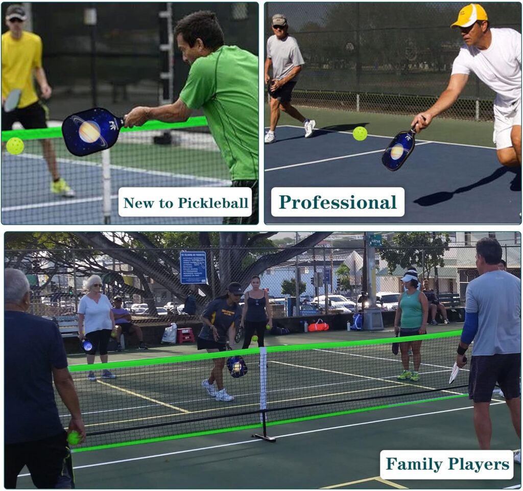 Hoverphenix Pickleball Set with Net for Driveway Portable Regulation Size Pickleball Net System with Paddle Set of 4, Outdoor Pickleballs, Carry Bag, Weather Resistant Metal Frame