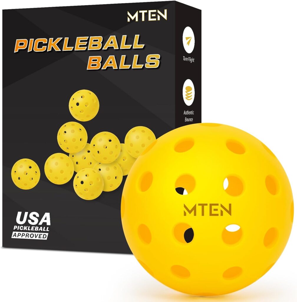 MTEN Pickleball Balls,12 Pack 40 Holes Outdoor Pickleball Balls, High Bounce True Flight  Durable for All Skill Levels
