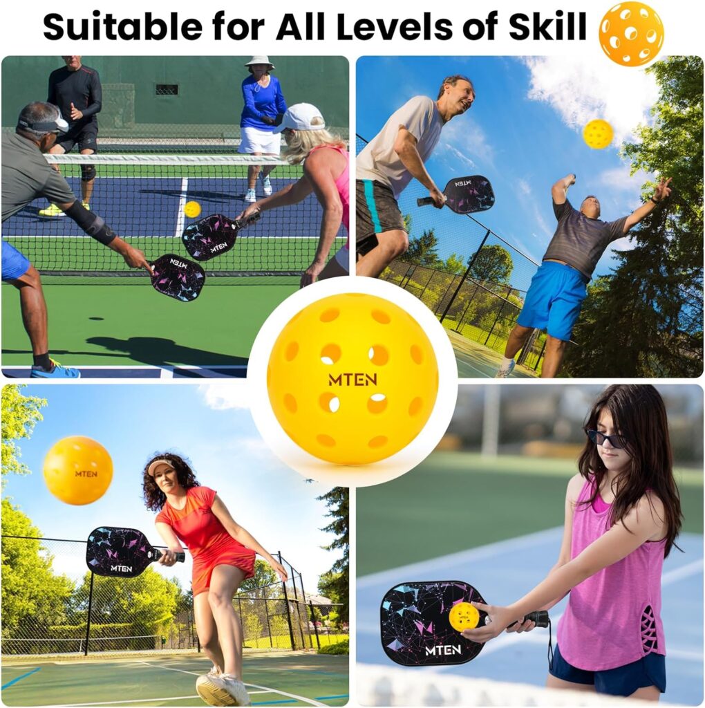 MTEN Pickleball Balls,12 Pack 40 Holes Outdoor Pickleball Balls, High Bounce True Flight  Durable for All Skill Levels