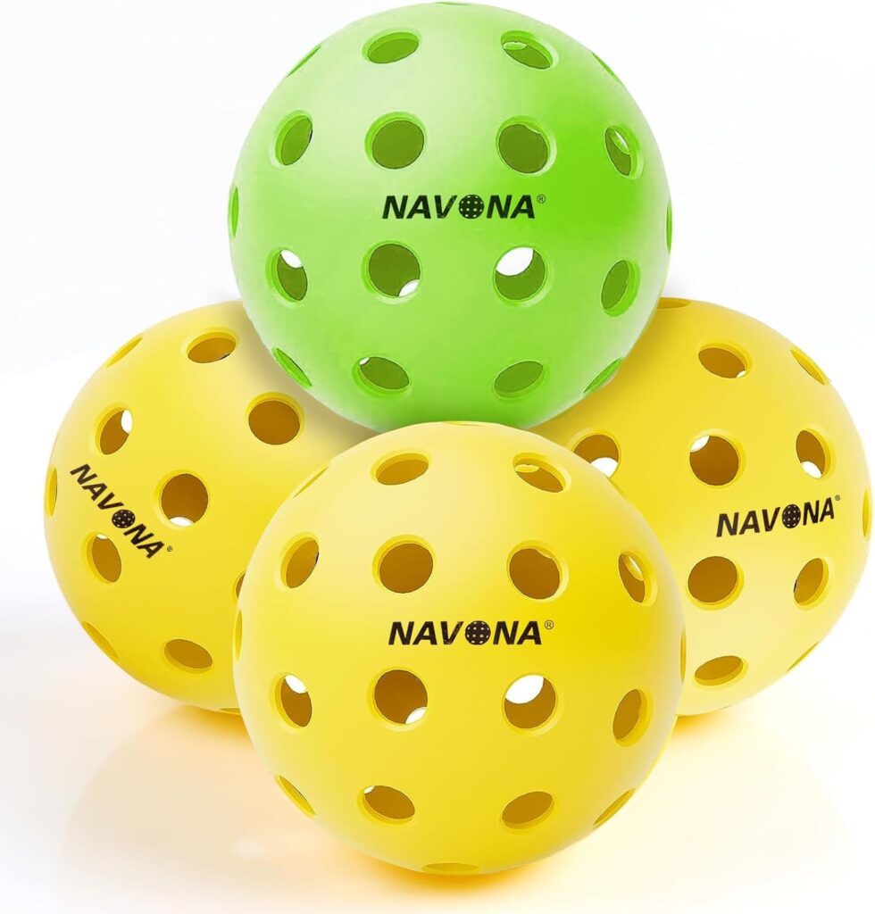 Navona 4/12/24/48 Pack Premium 40-Holes Outdoor Pickleball Balls, Meet USAPA Official Requirement, Perfectly Balanced, High Bounce True Flight, Durable Outdoor or Indoor Pickleball Set