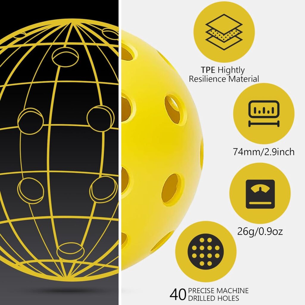 Navona 4/12/24/48 Pack Premium 40-Holes Outdoor Pickleball Balls, Meet USAPA Official Requirement, Perfectly Balanced, High Bounce True Flight, Durable Outdoor or Indoor Pickleball Set