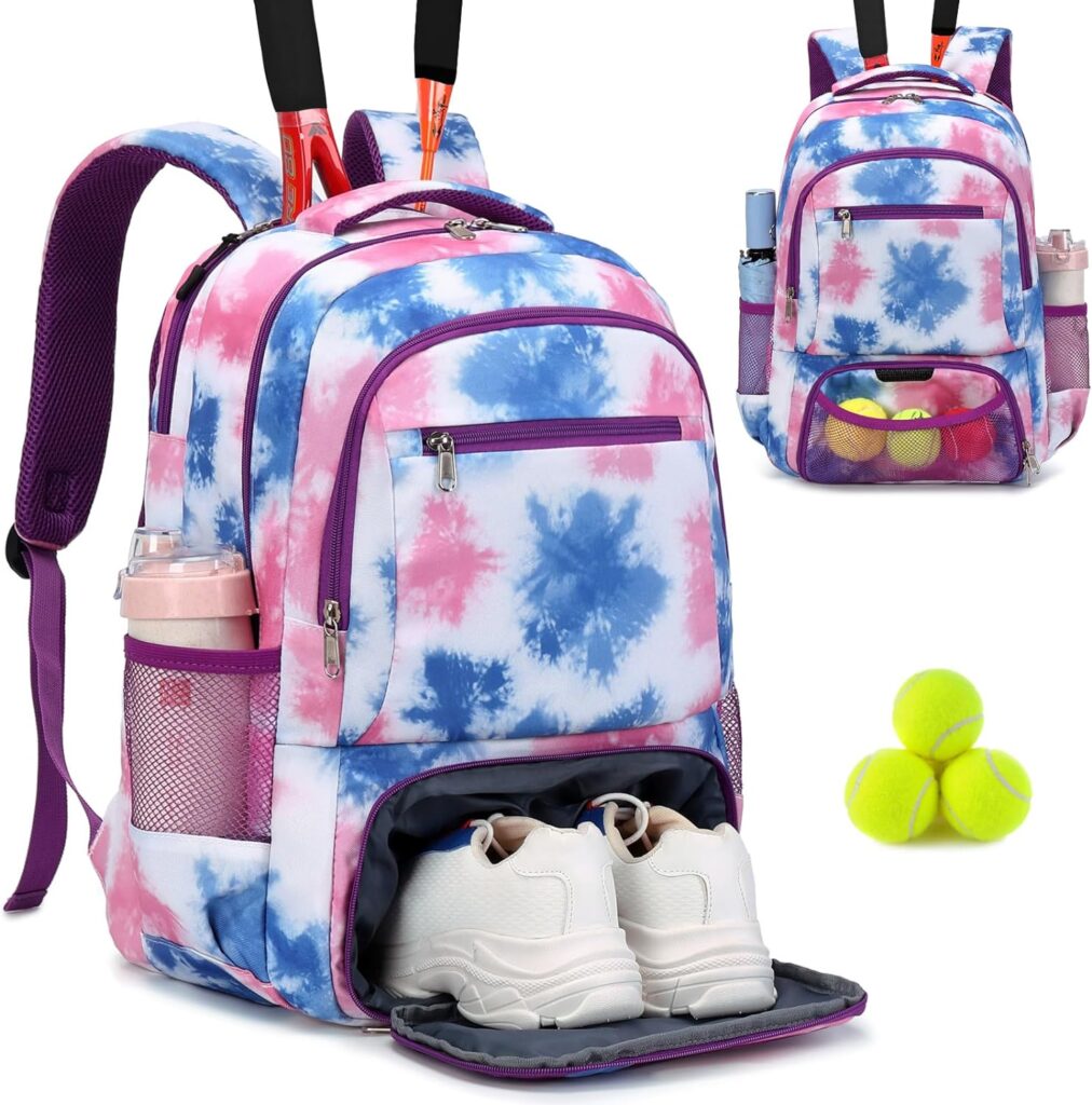 LANBX Tennis Backpack - Holds 2 Rackets, Insulated Cooler Pocket, Separate Shoe Compartment, Water-Resistant